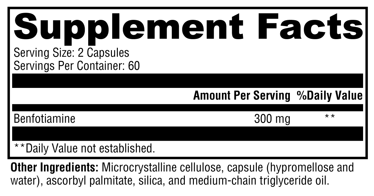 Benfotiamine 120 Capsules Supplement Facts
